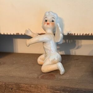 Vintage Japan Porcelain Cherub Pixie Candle Hugger Figurine